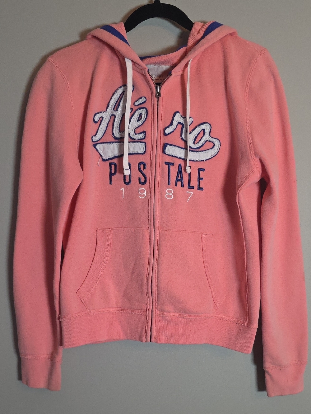 Aeropostale Pink Zip-Up Hoodie with Embroidered Logo